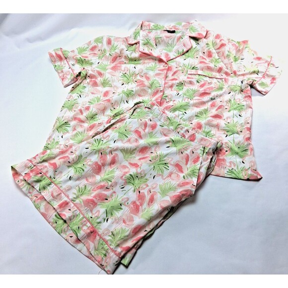 Cynthia Rowley Other - Cynthia Rowley Flamingo Palm Leaf Pajama Set Tropical Coastal Chic Loungewear L